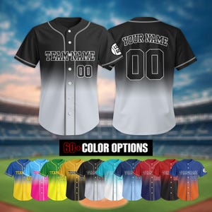 Custom Baseball Jersey With Number Logo for Men Women Youth Kid, Custom Name & Number Gradient Color Jersey, Gradient Baseball Jersey Gift