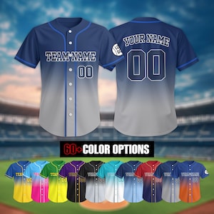 Benutzerdefiniertes Baseballtrikot mit Nummernlogo für Männer, Frauen, Jugend, Kind, benutzerdefinierter Name & Nummer Farbverlauf Jersey, Farbverlaufs-Baseball-Jersey Geschenk