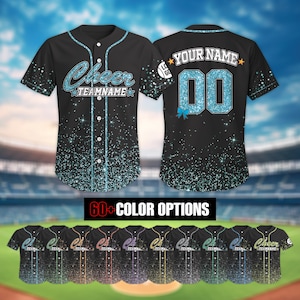 Custom Team Name Number Glitter Baseball Jersey For Adult Kid, Personalized Team Group Matching Jersey, Faux Glitter, Cheer Glitter Jersey