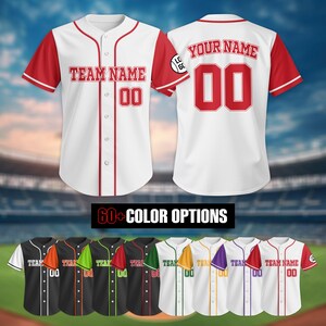 Personalized Baseball Jersey For Men Women Youth Kid, Custom Color Name Number Baseball Jersey, Baseball Lover Gift Game Day Outfit