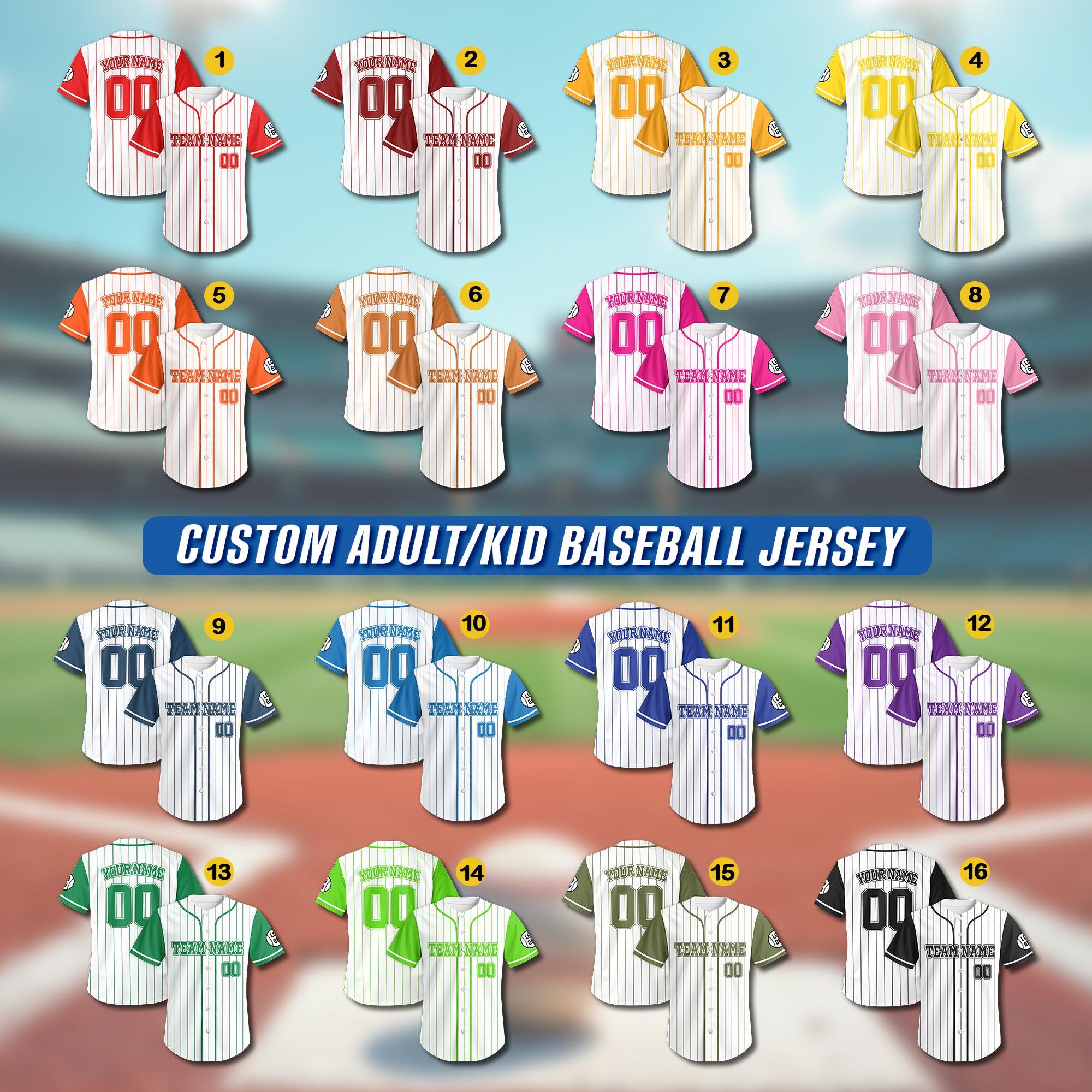 Pinstripe Customizable Baseball Jersey for Men Women Youth Kid