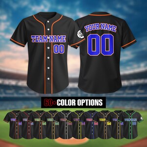 Custom Team Name Number Baseball Black Jersey For Men Women Youth Kid, Game Day Outfit, Baseball Jersey Uniform Team Matching, Retro Jersey