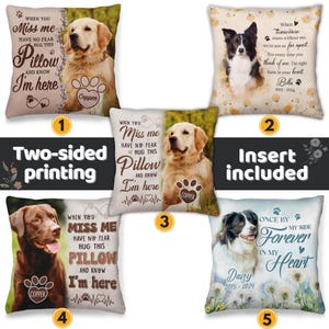 Personalized Pet Memorial Pillow from Photo, Custom Memorial Dog Pillow with photo, Custom Loss of Pet Sympathy Gift with Pet&#39;s Picture