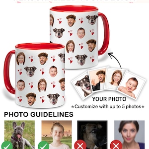Custom Photo Mug with Faces for Family Friend Couple Pet Lovers, Personalized Cup with Photo, Custom Mug Photo, Custom Cup for Father's Day image 2