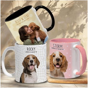 Custom Pet Mug with Photo Picture Text, Personalized Dog Mug With Multi Colors Retro Styles, Dog Cat Pet Portrait Mug, Gifts for Dog Owners