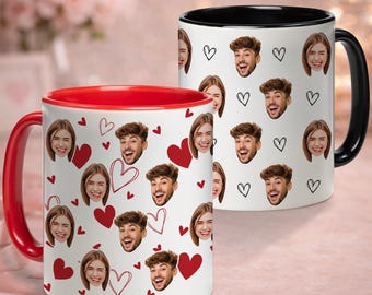 Custom Face Photo Mug for Girlfriend Boyfriend Couples Dad Mom, Custom Mug with Faces Picture, Custom Mug Photo, Personalized Couple Gift