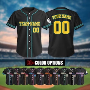 Custom Team Name Number Baseball Black Jersey For Men Women Youth Kid, Game Day Outfit, Baseball Jersey Uniform Team Matching, Retro Jersey