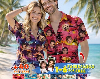 Custom Face Hawaiian Shirt for Men Women Adult Youth Kid, Custom Hawaii Shirt with Photo Logo Tropical Shirt Aloha Shirt for Father's Day