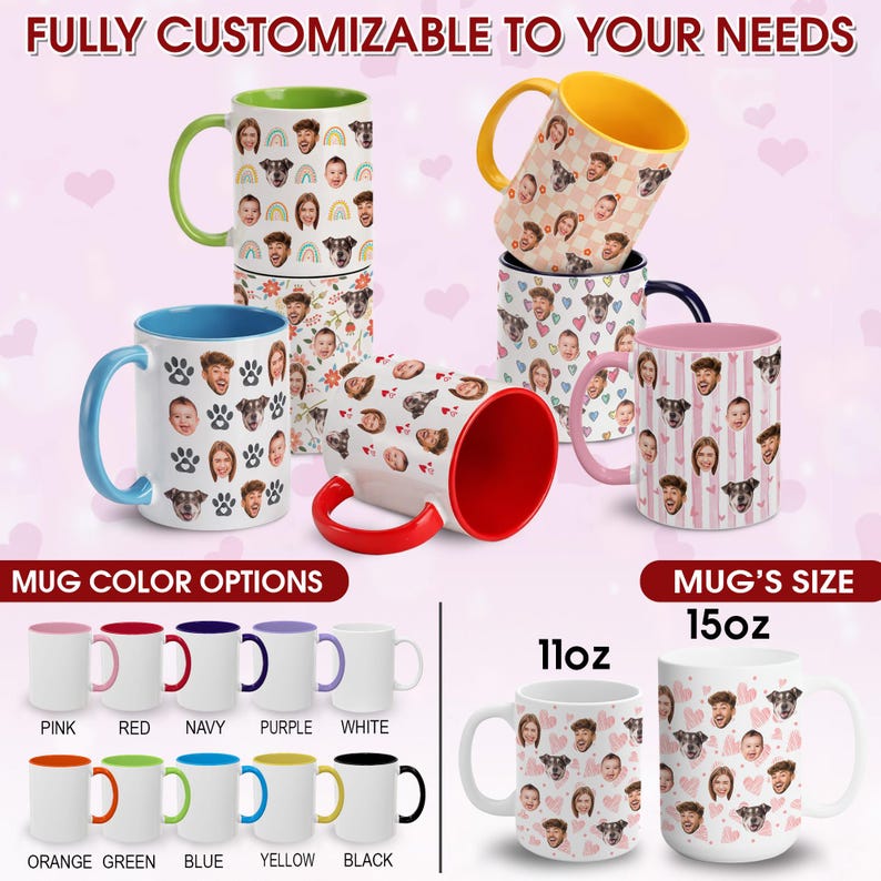 Custom Photo Mug with Faces for Family Friend Couple Pet Lovers, Personalized Cup with Photo, Custom Mug Photo, Custom Cup for Father's Day image 4