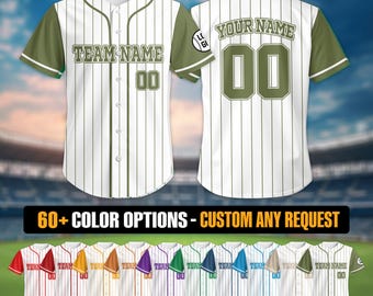 Custom Pinstripe Baseball Jersey With Team Name Number Logo, Jersey for Men Women Youth Kid, Gifts for Baseball Lover Fan Couple Jersey