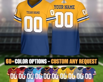 Personalized V-Neck Gradient Football Jersey For Men Women Youth Kid, Custom Football Uniform Shirt Gifts for Football Lovers Jersey Gifts