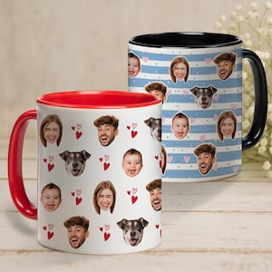 Custom Photo Mug with Faces for Family Friend Couple Pet Lovers, Personalized Cup with Photo, Custom Mug Photo, Custom Cup for Mother's Day