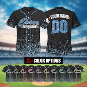 Personalized Glitter Baseball Jersey with Team Name Number for Adult Kid, Custom Cheerleading Team Baseball Jersey, Cheer Shirt Uniforms