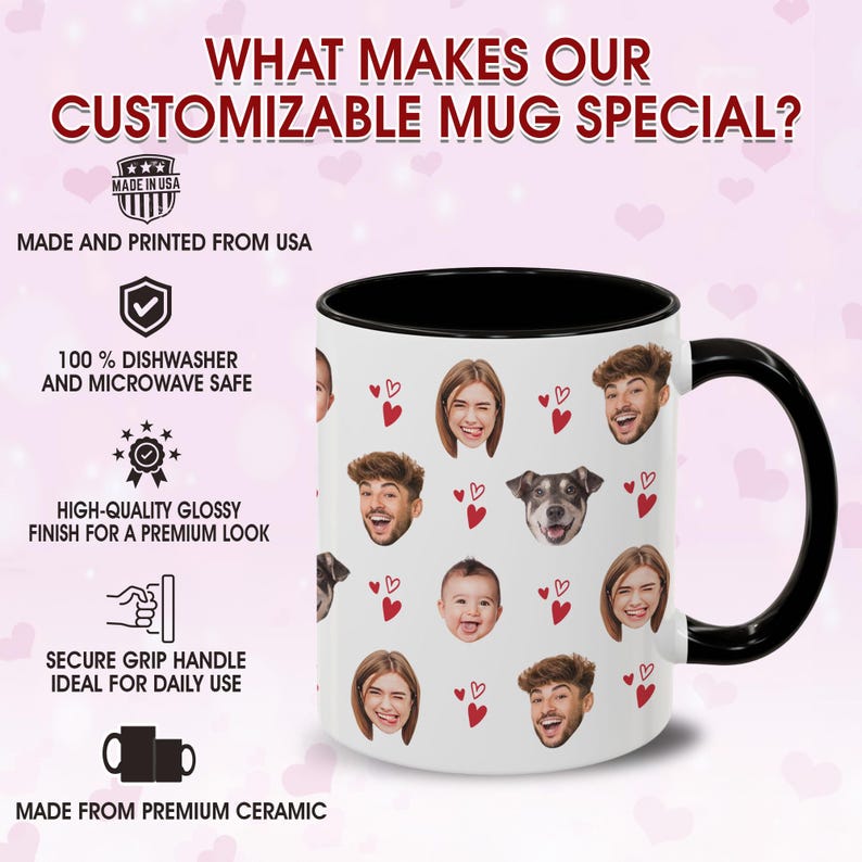 Custom Photo Mug with Faces for Family Friend Couple Pet Lovers, Personalized Cup with Photo, Custom Mug Photo, Custom Cup for Father's Day image 7