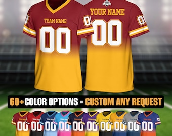 Camiseta de fútbol personalizada con nombre y número del equipo en degradado para hombres, mujeres, jóvenes y niños. Camisetas de fútbol personalizadas, perfectas para uniformes de equipo y aficionados.