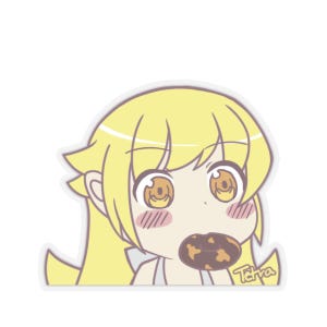 Pegatina de Shinobu Oshino: Chica de anime de la serie Monogatari con corte beso