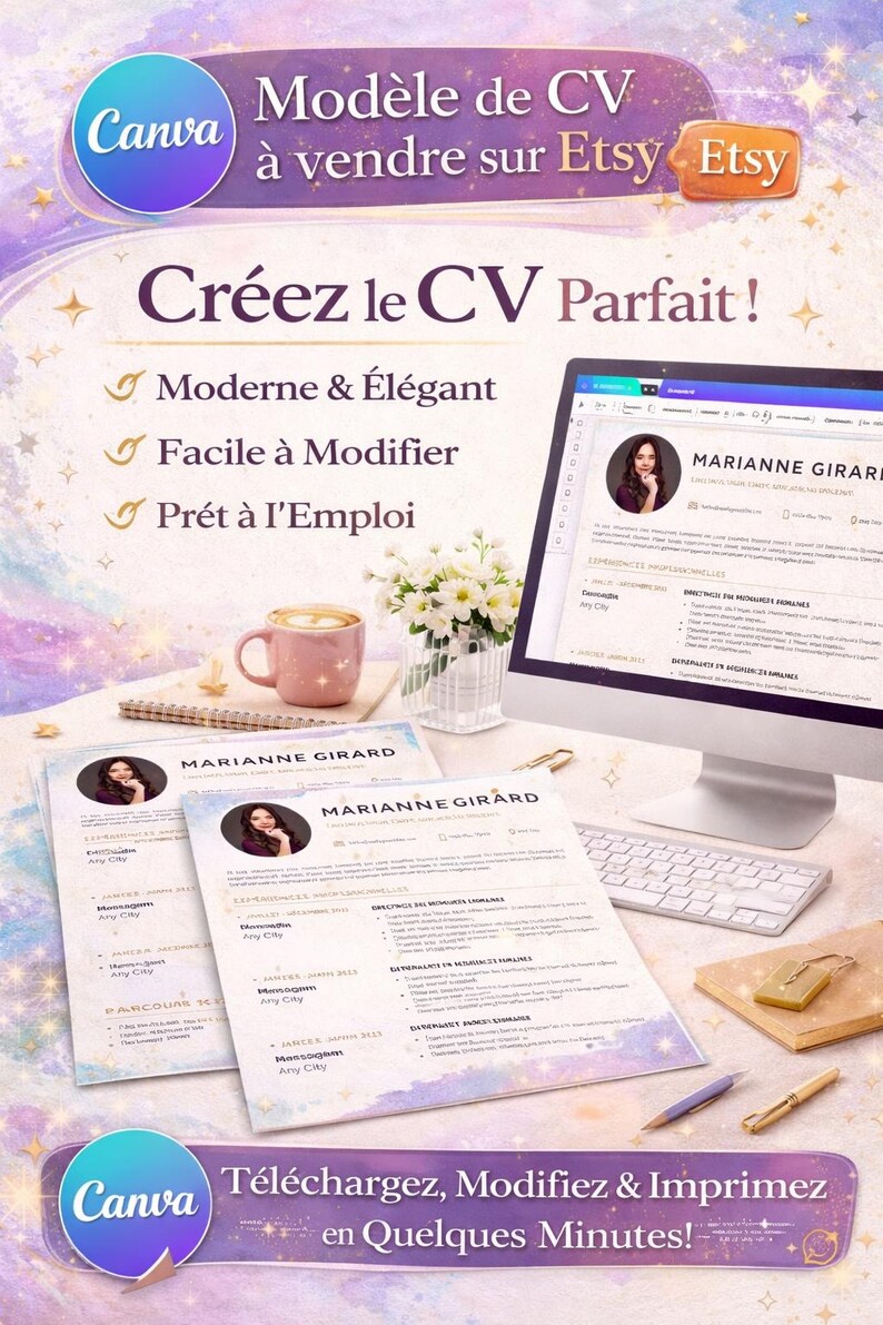 Modern Professional CV Template – Editable Word, Google Docs, Canva ...