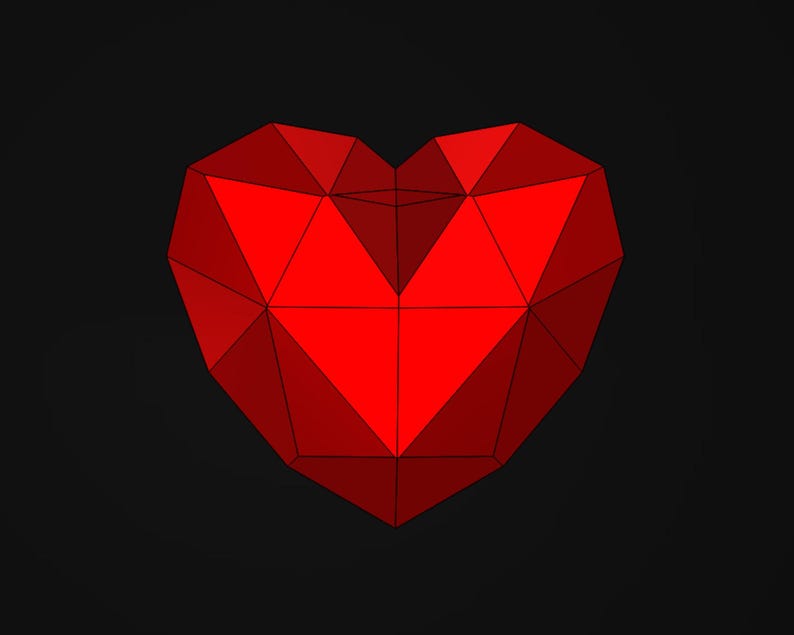 Geometric Heart 3D Model - Modern Table Decor, Wall Hanging, Jewelry ...