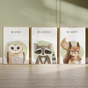 Woodland Nursery Wall Art – Cute Animal Prints for Baby Room, Playroom & Bedroom – Rustic Nature Decor, Gender Neutral Gift N02