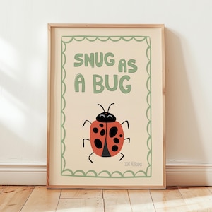 Impression de tapis douillet comme un insecte, coccinelle dessin chambre d'enfant murale art appartement, décoration originale, impression de salle de jeux pour enfants affiche de chambre d'enfant mignon, imprimable