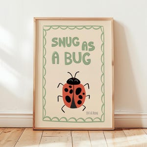 Snug As A Bug Print, Ladybug Nursery Poster, Kids Playroom Decor MR10