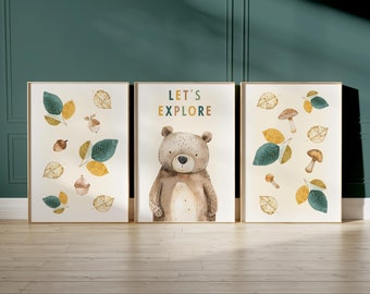 Woodland Nursery Decor, Watercolor Animal Prints, Kids Playroom Art 62