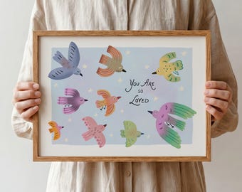 You Are So Loved Nursery Wall Art, Children's Bedroom Poster, Playroom Decor (MR70)