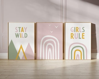 Boys wall art, Girls Room Decor, Nursery Geometric poster, Minimalist kids Print, Boys rule, Girls rule, Stay wild, Rainbow kids poster 58