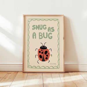 Stampa "Snug as a Bug in a Rug", stampa da parete con disegno di coccinella per cameretta dei bambini, decorazioni originali, poster per cameretta dei bambini, stampe per la sala giochi, poster per appartamenti MR10