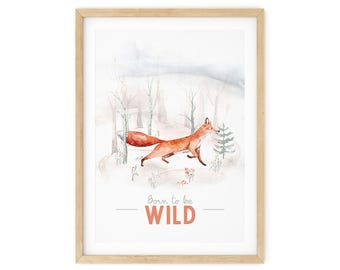 Nursery decor woodland poster Prints, Kids Wild Animal wall art, Forest, Watercolor wood, Children's Playroom Positive Quote Wall Art 24