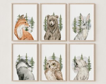 Woodland Animal Nursery Prints, Watercolor Forest Art (Set of 3) 47