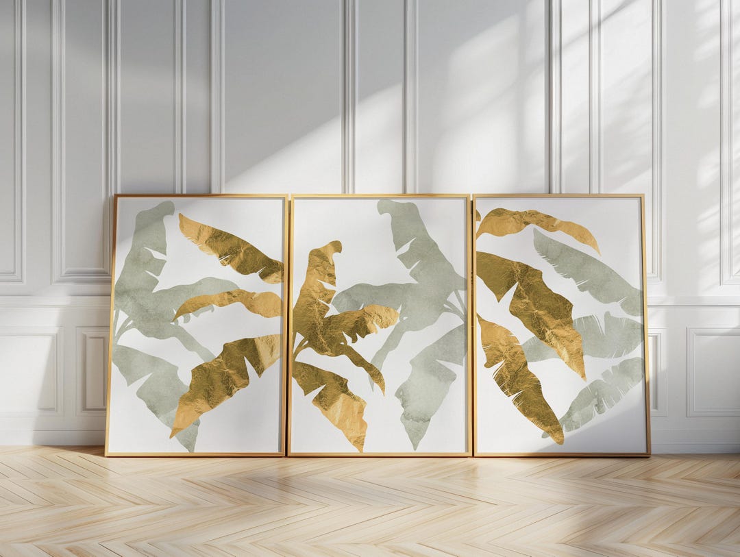Botanical Wall Art Set of 3 – Neutral Leaf Prints, Minimalist Coastal ...
