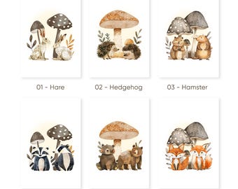 Woodland Animal Nursery Art Print, Forest Friends Poster 63
