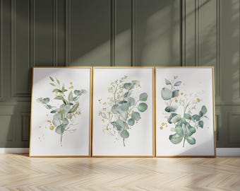 Stampe Artistiche Da Parete Con Motivi Botanici Verde Salvia - Set Di 3