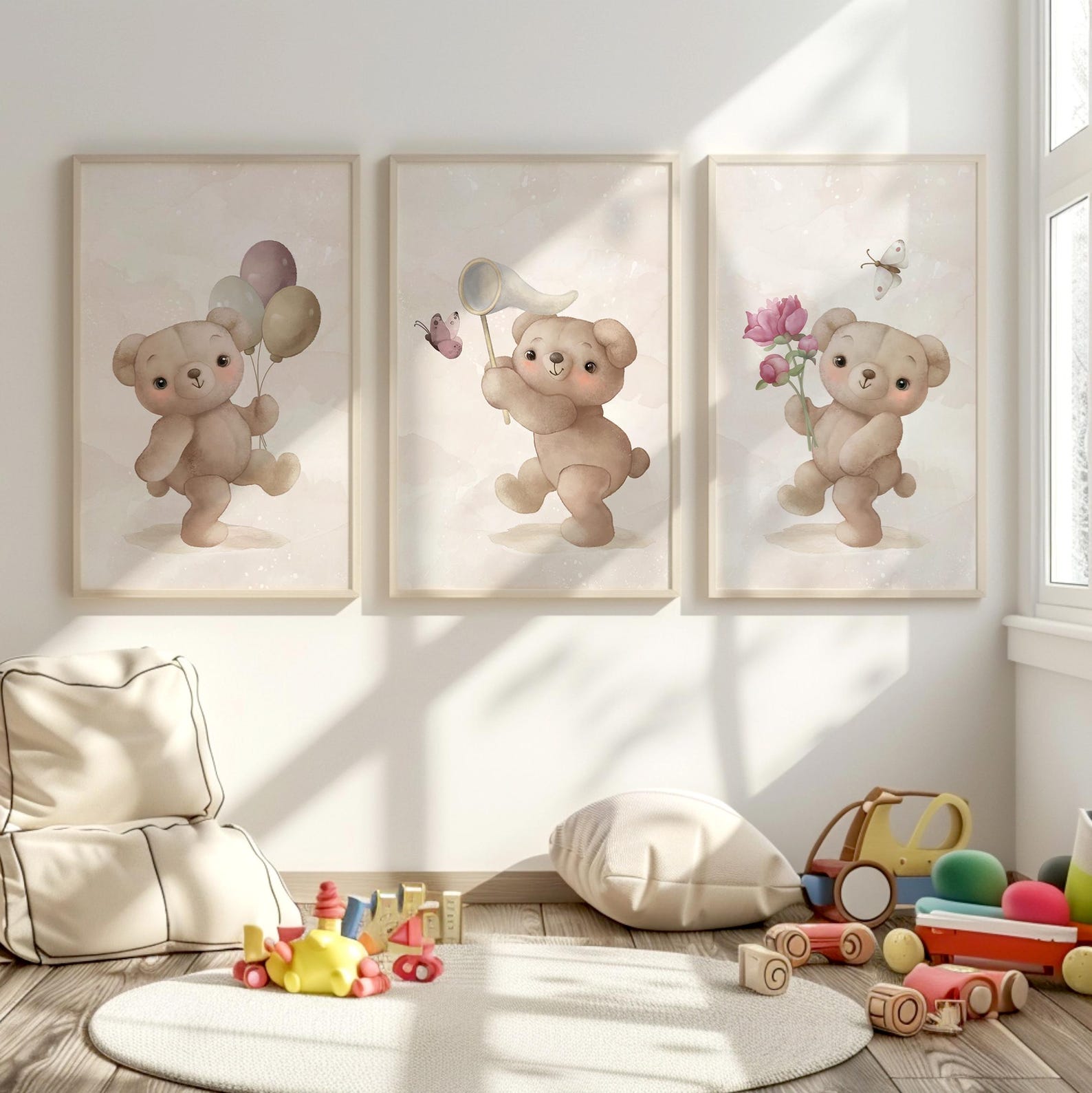 Set of 3 Teddy Bear Nursery Poster, Children Wall Decor, Nursery Decor ...