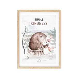 Nursery decor woodland poster Prints, Kids Animal wall art, Bear, Forest, Watercolor wood, Children&#39;s Playroom Positive Quote Wall Art, 16