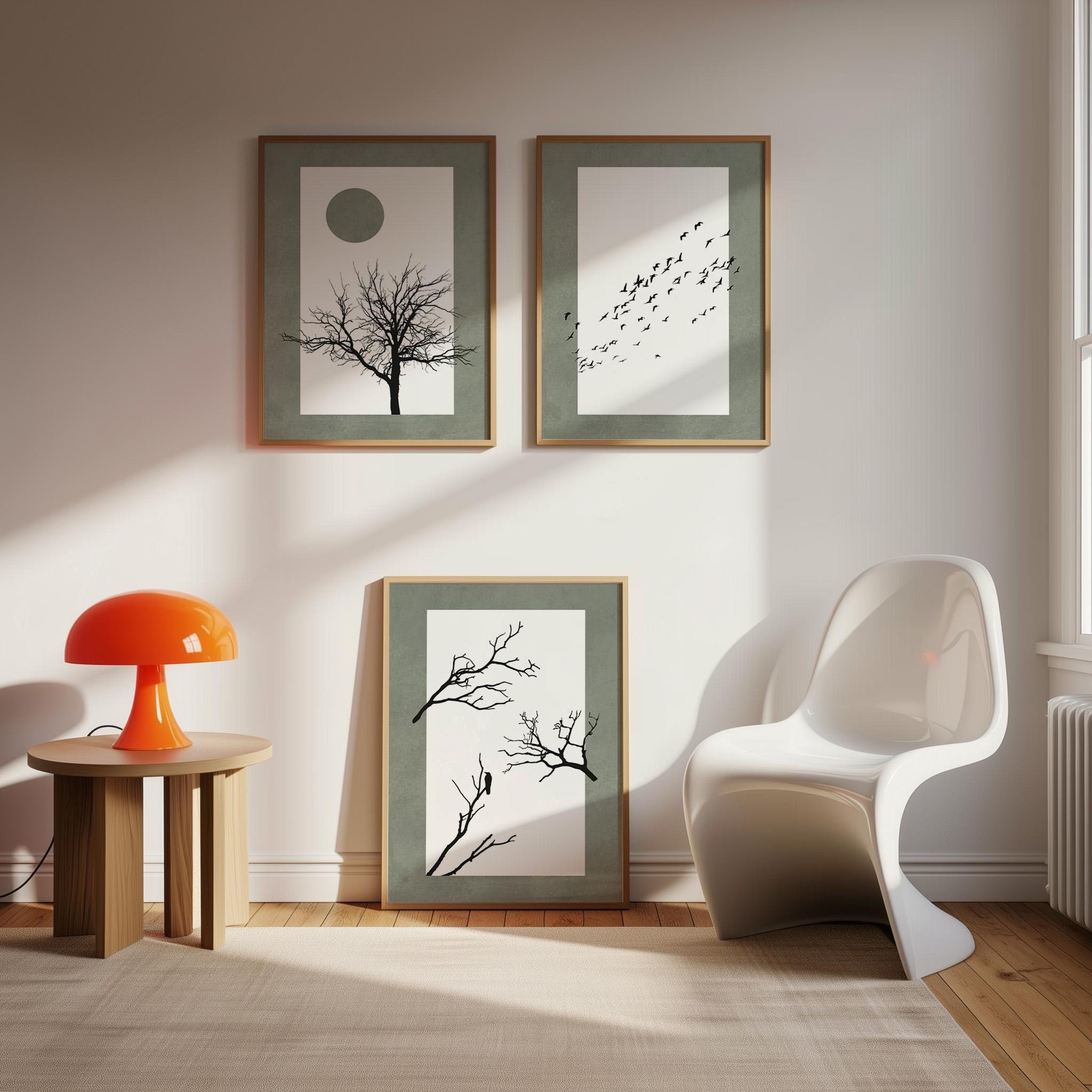 Minimalist Tree Wall Art Set of 3 | Neutral Black White Triptych Prints ...