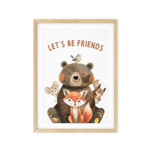Nursery decor woodland poster Prints, Kids Animal wall art, Bear, Fox, Watercolor wood, Children&#39;s Playroom Positive Quote Wall Art, 13