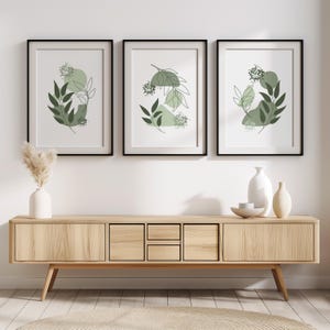 Set of 3 Boho Wall Prints, Boho Wall Art, Sage Green Wall Prints, Boho ...
