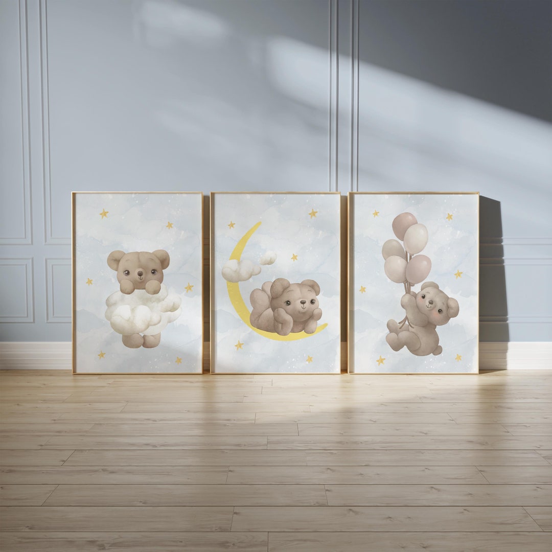 Teddy Bear Nursery Poster, Children Wall Decor, Nursery Decor Set ...