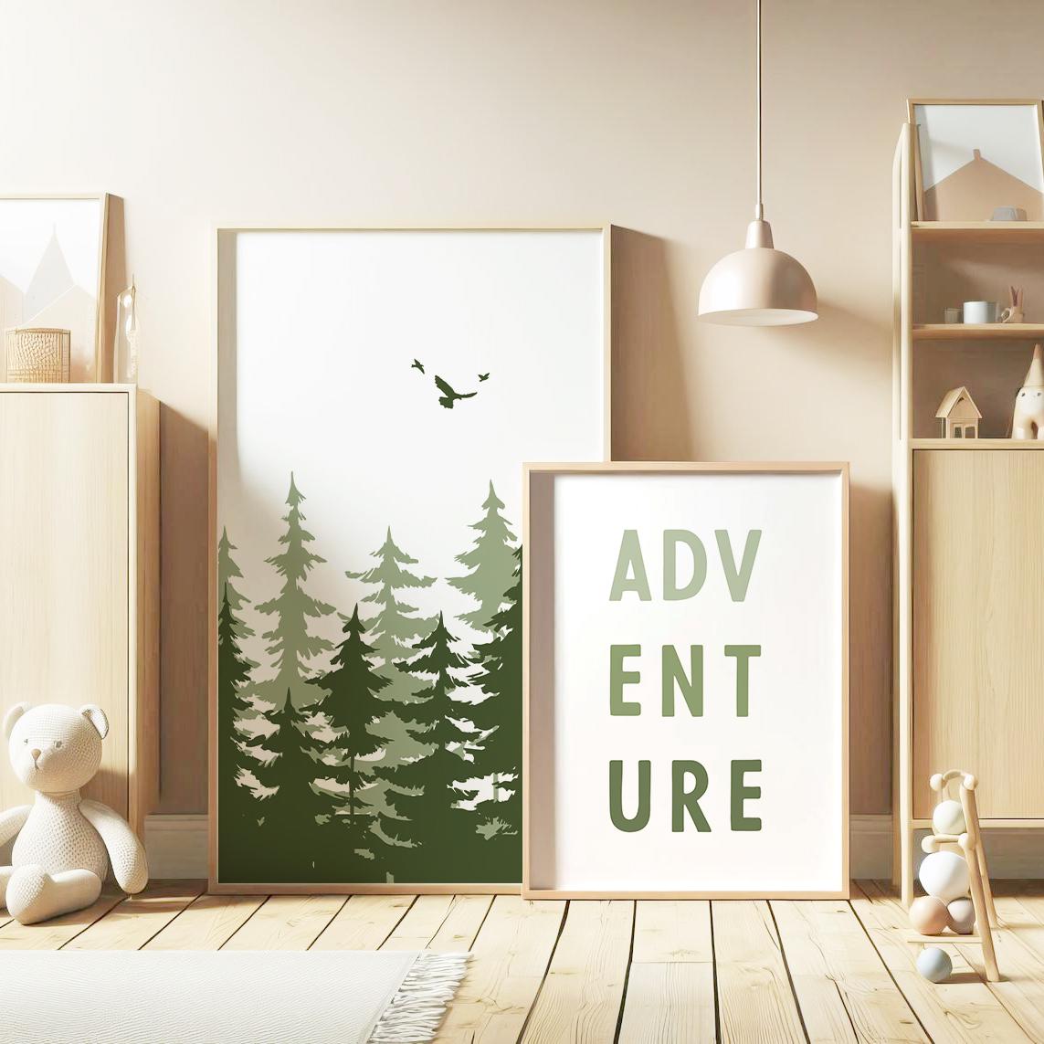 Woodland Nursery Print Set, Watercolor Forest Mountain Art 61 - Etsy