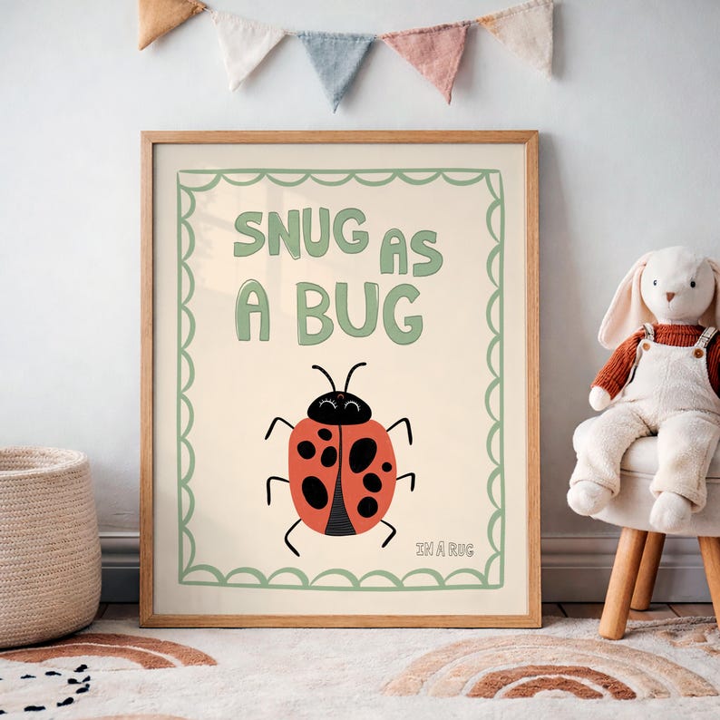 Snug as A Bug Print, Ladybug Nursery Poster, Kids Playroom Decor MR10 ...