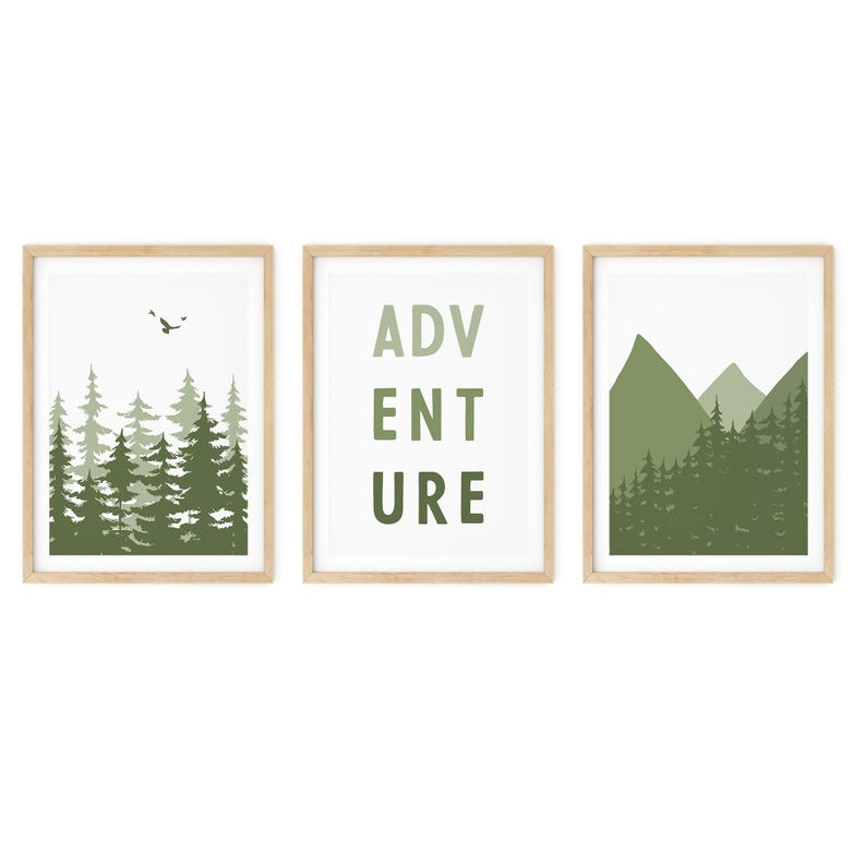 Woodland Nursery Print Set, Watercolor Forest Mountain Art 61 - Etsy