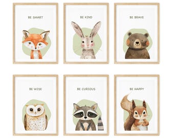 Woodland Animal Nursery Prints – Scandinavian Forest Friends, N02