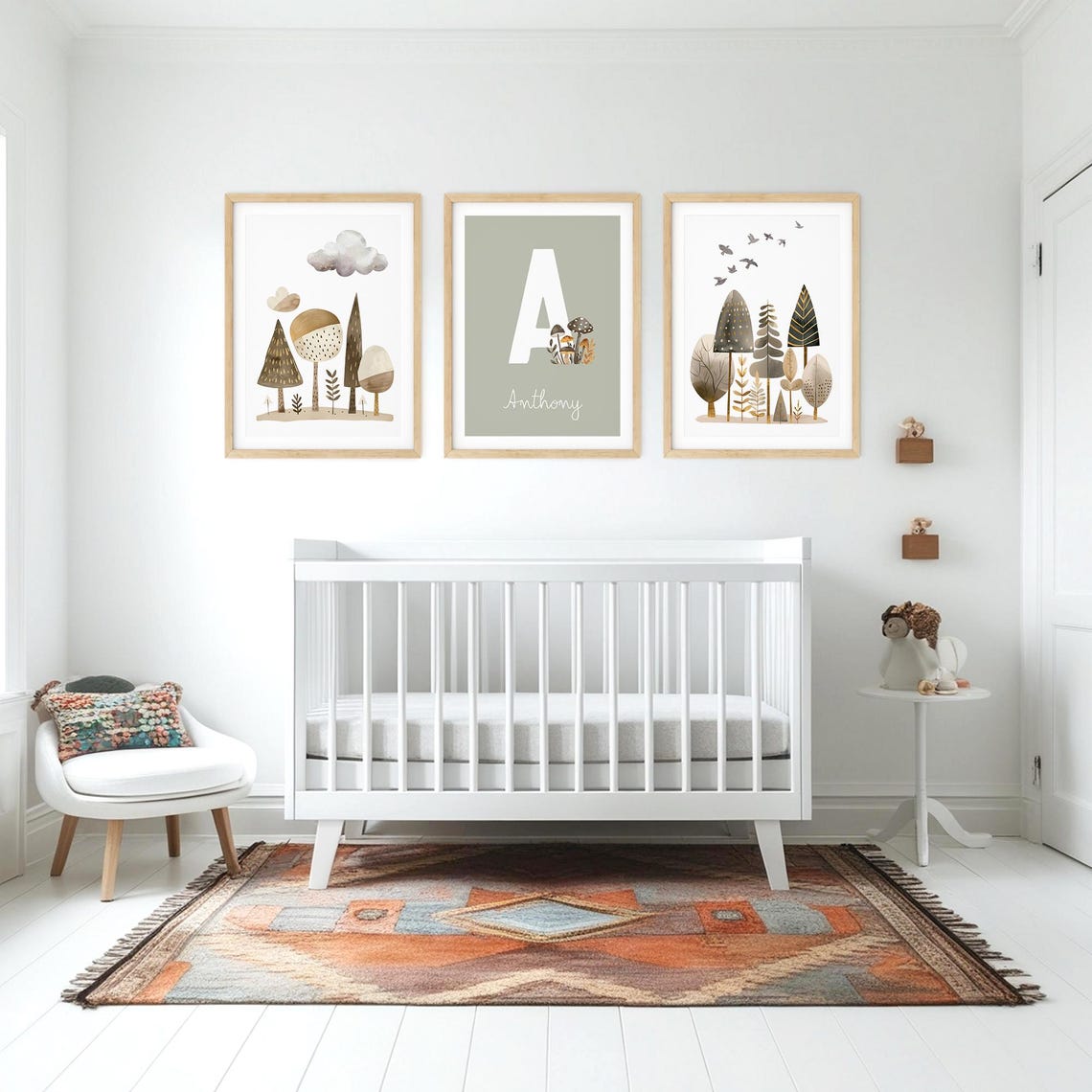 Personalized Woodland Nursery Art, Custom Name Print Set 03 - Etsy
