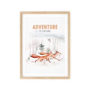 Nursery decor woodland poster Prints, Kids Animal wall art, Fox, Forest, Watercolor wood, Children&#39;s Playroom Positive Quote Wall Art, 23