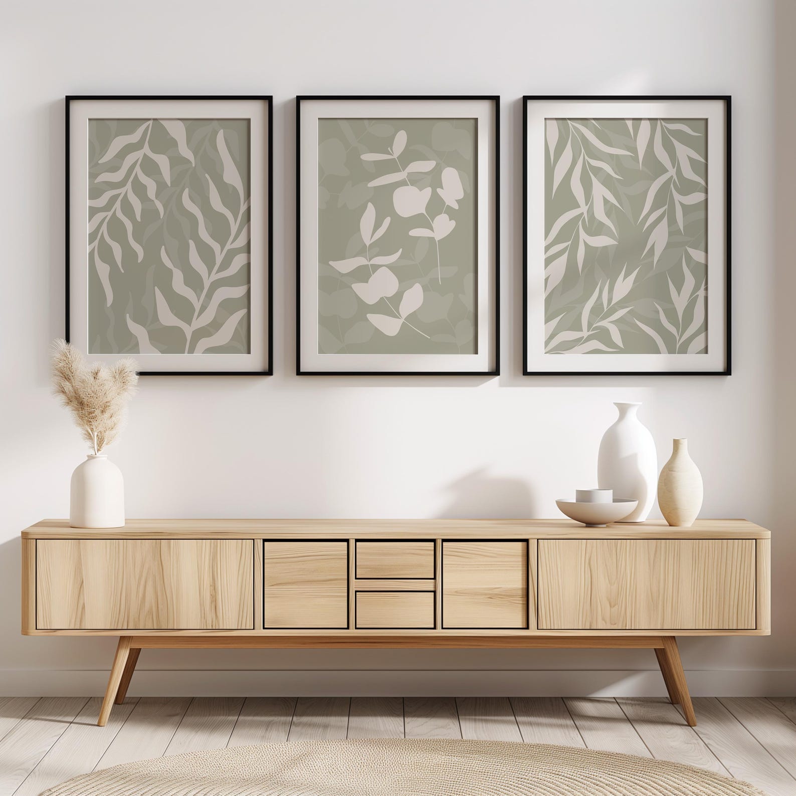 Photo inspiration: Picture Idea: Floral Wall Prints Set Of 3 Boho Wall Art Eucalyptus