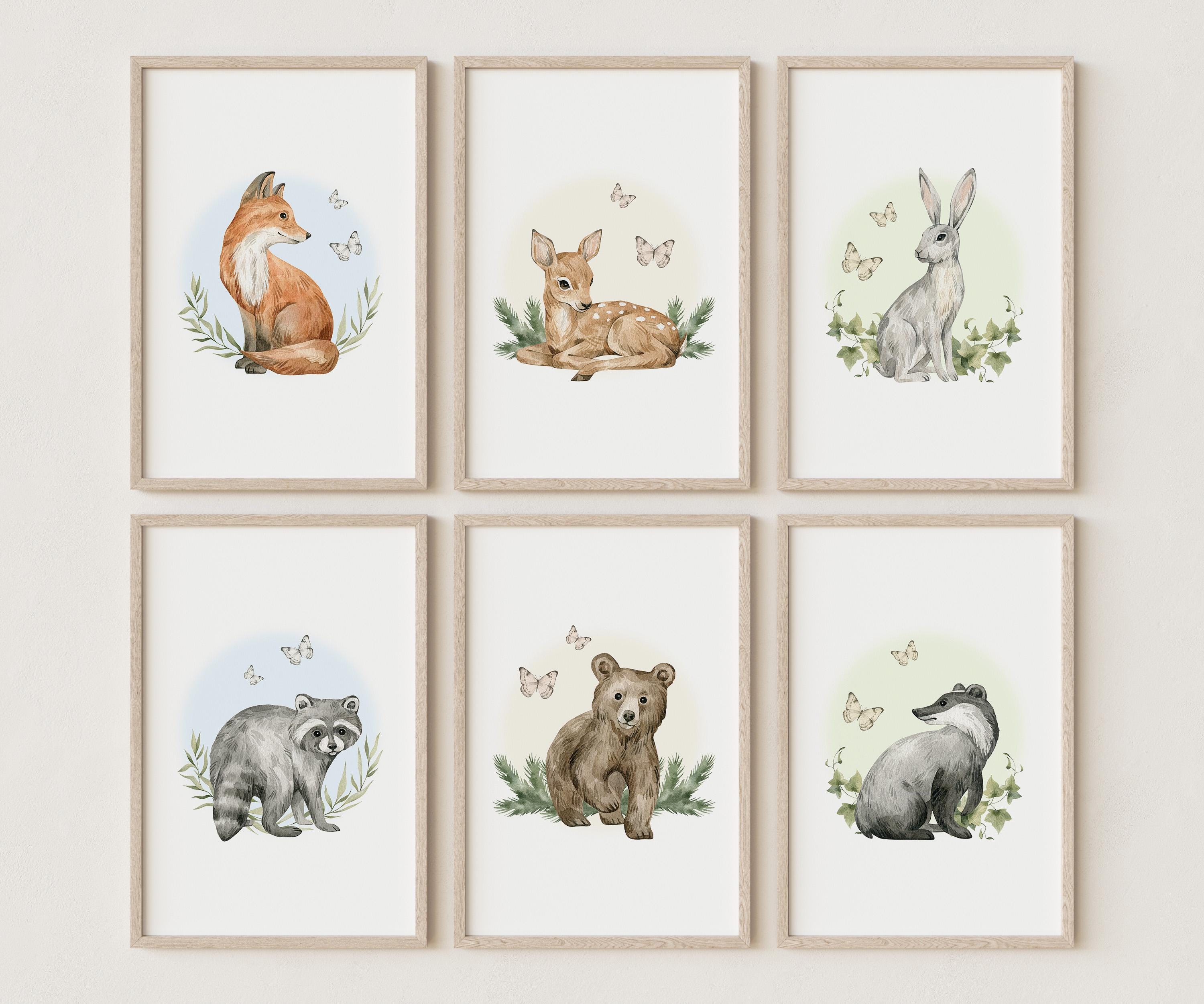 Woodland Nursery Wall Art – Baby Girl or Boy Animal Prints – Forest ...