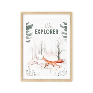 Nursery decor woodland poster Prints, Kids Animal wall art, Fox, Forest, Watercolor wood, Children&#39;s Playroom Positive Quote Wall Art, 21