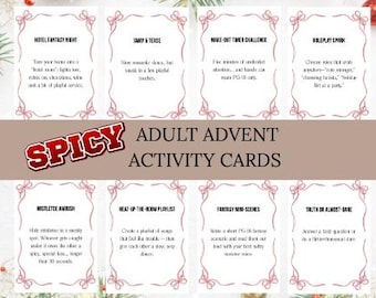 Tarjetas de actividades de Adviento para adultos: Diversión romántica navideña (Descarga digital)